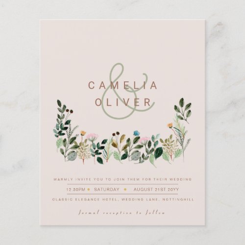 BUDGET Wildflowers Wedding Invite QR Code RSVP Fly Flyer