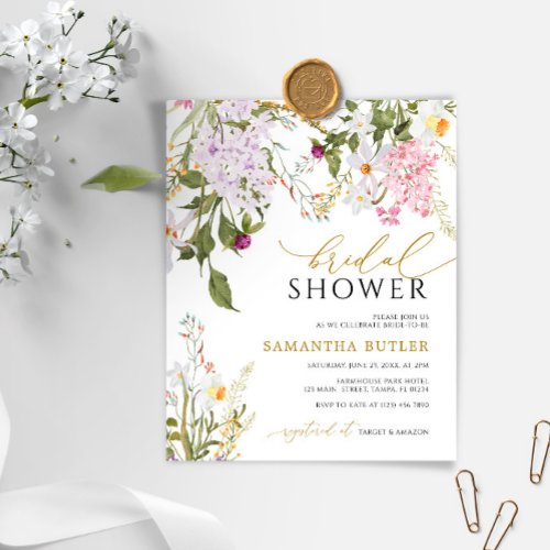 BUDGET Wilflowers Bridal Shower Invitation