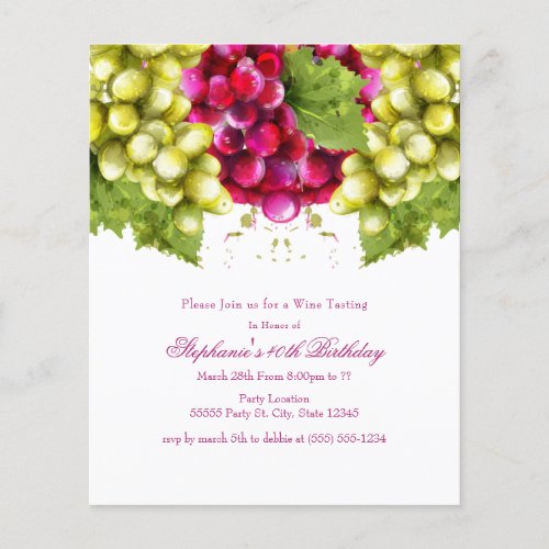 Budget Wine Tasting Birthday Party Invitations