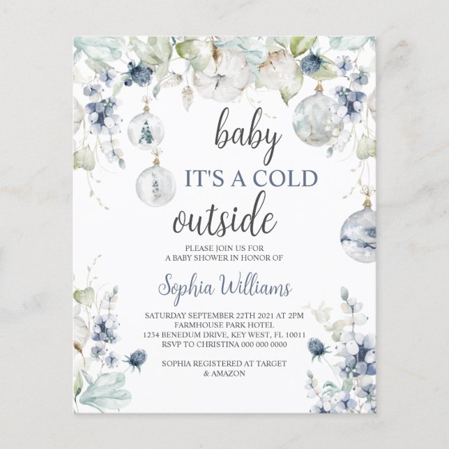 Budget Winter Baby It's A Cold Outside Invitation (Front)