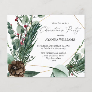 Budget Winter Berries & Pine Christmas Party Flyer
