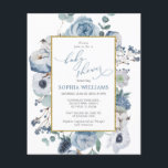 Budget Winter Blue Rose Baby Shower Invitation<br><div class="desc">*** Please enter H166 in the store search to find all matching items *** Or visit our Blue Rose Flowers Collection. *** This high-quality design is easy to customize to match your shower colors, styles and theme. For further customization, please click the "Edit using Design Tool" link and use our...</div>