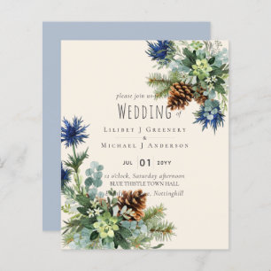 BUDGET Winter Blue Thistle Eucalyptus Wedding