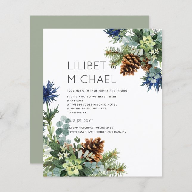 BUDGET  Winter Blue Thistle Wedding (Front/Back)