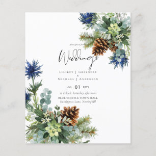 BUDGET Winter Blue Thistle Wedding Flyer