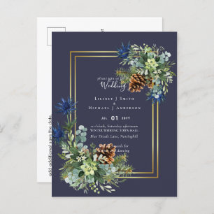 BUDGET Winter Blue Thistle Wedding Invites