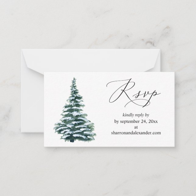 Budget Winter Christmas Tree 2SM Meal RSVP Note (Front)