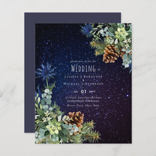 BUDGET Winter Eucalyptus Pine Cones Wedding (Front/Back)