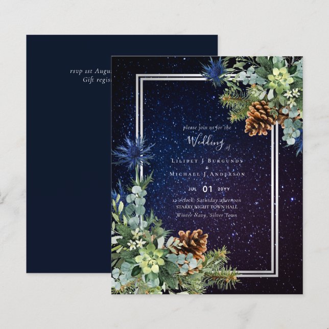 BUDGET Winter Eucalyptus Pine Cones Wedding (Front/Back)
