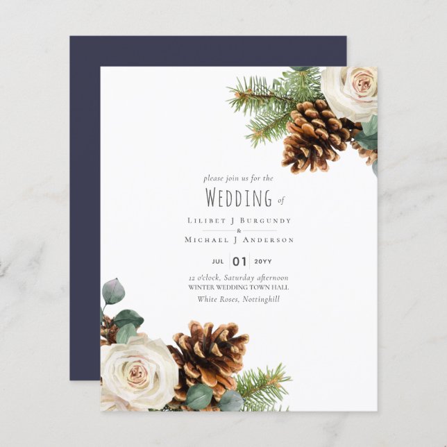 BUDGET Winter Eucalyptus Pine Cones Wedding (Front/Back)