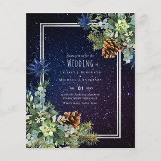 BUDGET Winter Eucalyptus Pine Cones Wedding Flyer