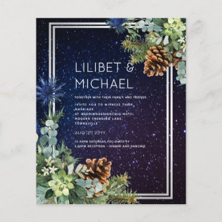 BUDGET Winter Eucalyptus Pine Cones Wedding Flyer