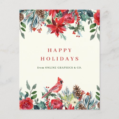 Budget winter floral business logo holiday card