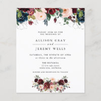 Budget Winter Floral Wedding Invitation