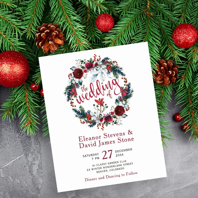 BUDGET winter floral wreath wedding invitation (Creator Uploaded)