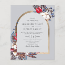 Budget Winter Florals Arched Wedding Invitation