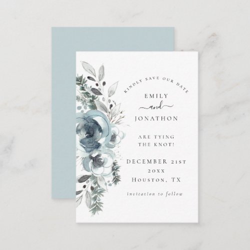 Budget Winter Florals Wedding Save Date Mini  Note Card