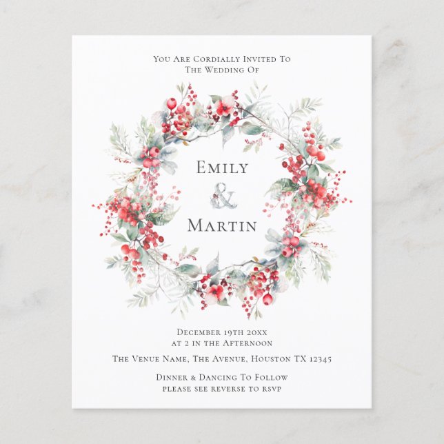 Budget Winter Foliage Berries Wreath Wedding (Front)