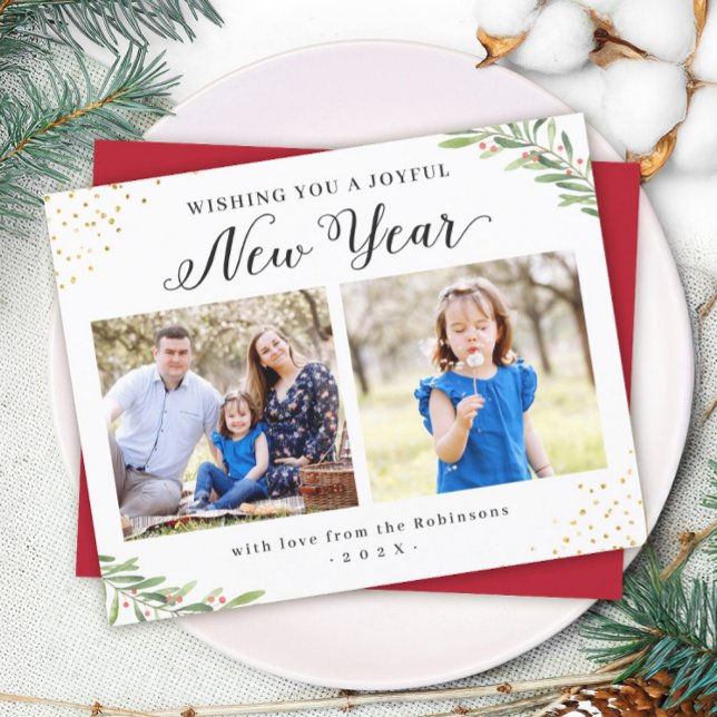 Budget Winter Foliage New Year Photo Card (Creator Uploaded)