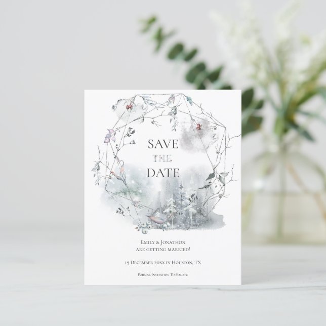 Budget Winter Foliage Wedding Save The Date (Standing Front)