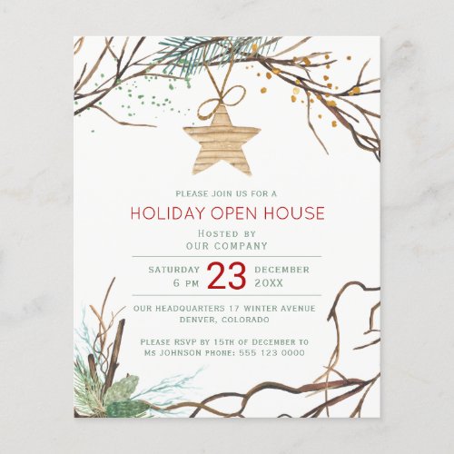 Budget winter forest holiday party invitation