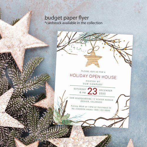 Budget winter forest holiday party invitation flyer