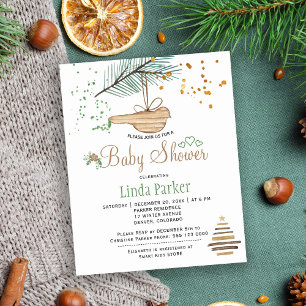 Budget winter forest rustic baby shower invitation