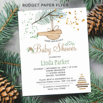 Budget winter forest rustic baby shower invitation flyer