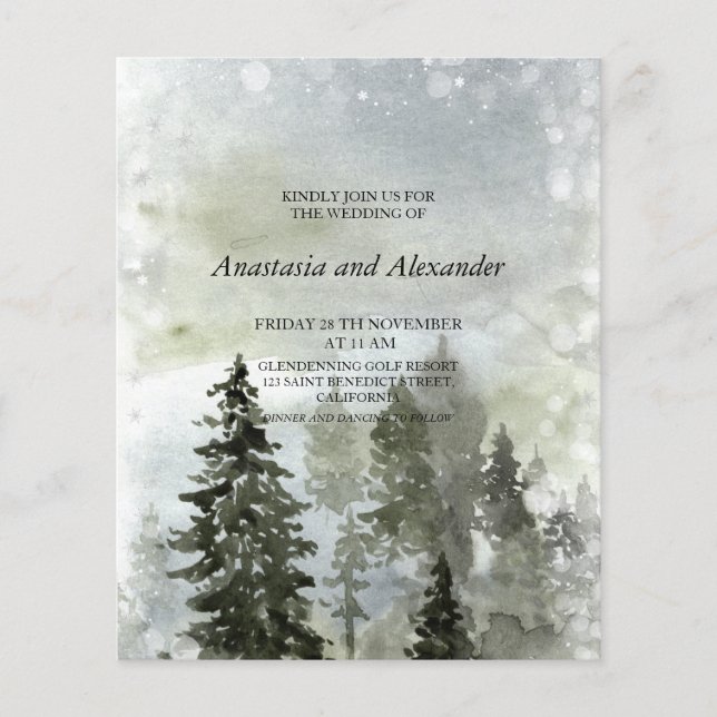 Budget/WINTER/Forest- Wedding Invitation. Flyer (Front)