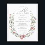 Budget Winter Greenery Red Floral 18th Birthday<br><div class="desc">Modern sage green watercolor Boho botanical frame is accented with small poinsettia flowers.</div>
