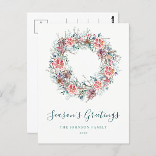Budget Winter Greenery Season's Greetings Postcard