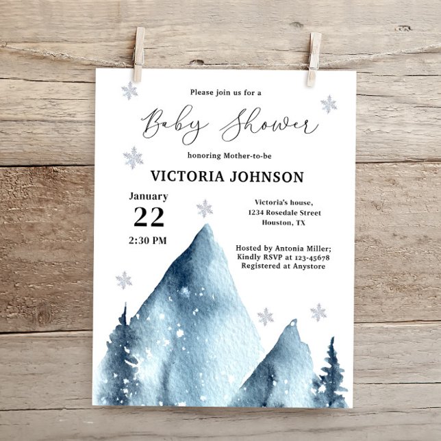 Budget Winter Mountain Baby Shower Invitation (Creator Uploaded)