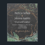 Budget winter nature chalkboard wedding invitation flyer<br><div class="desc">Elegant winter wedding stylish BUDGET affordable invitation FLYER template on dark gray charcoal chalkboard featuring modern winter branches and pine boughs wreath and natural green watercolor splashes. The invitation is suitable for rustic elegant trendy winter night countryside, mountain resort or Christmas weddings. PLEASE READ THIS BEFORE PURCHASING! This is a...</div>