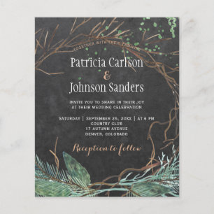 Budget winter nature chalkboard wedding invitation flyer
