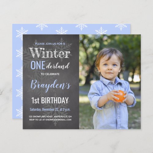 Budget Winter Onederland 1st Birthday Invitation