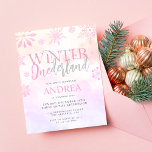 Budget Winter ONEderland Pink Girl 1st Birthday Flyer<br><div class="desc">A modern and elegant budget first birthday invitation for girls! Featuring watercolor winter snowflakes,  pink glitters and clouds of pink hues with a combination of serif and script lettering for the birthday details.</div>