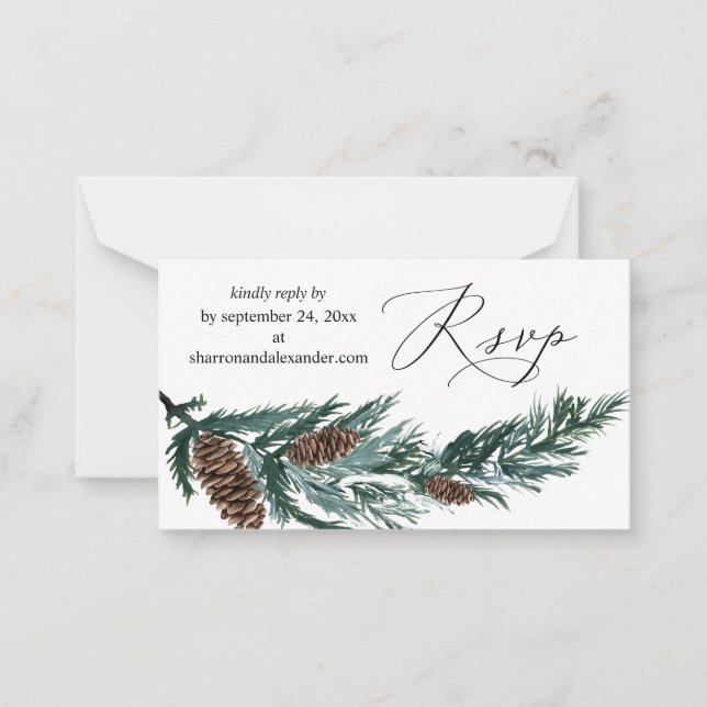 Budget Winter Pine Cone 2SM Meal RSVP Note (Front)