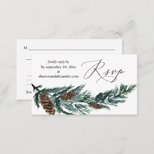 Budget Winter Pine Cone Greenery SM Meal RSVP Enclosure Card