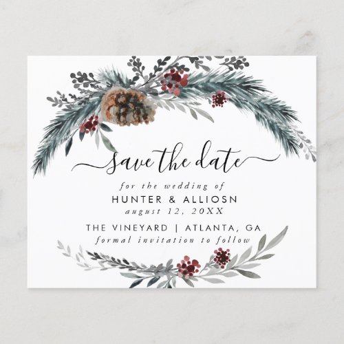 Budget Winter Pine Save the Date