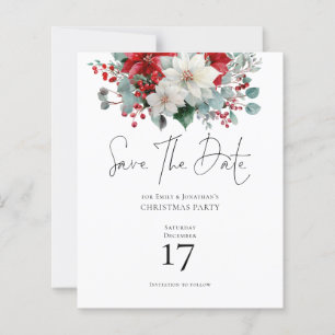 Budget Winter Poinsettia Christmas Save the Date
