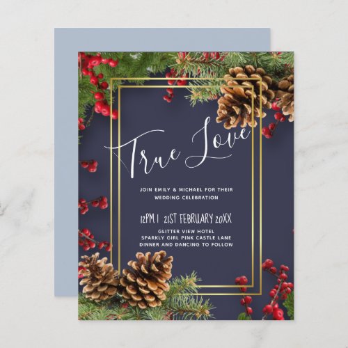 BUDGET  Winter Red Berries Pine Cones Wedding