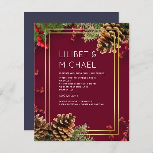 BUDGET  Winter Red Berries Pine Cones Wedding