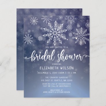 Budget Winter Snowflakes Bridal Shower Invitation
