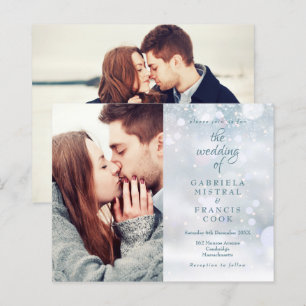 Budget Winter Snowflakes Photos Wedding Invitation