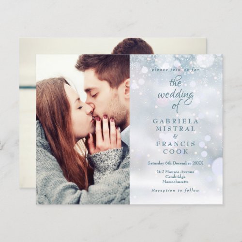 Budget Winter Snowflakes Photos Wedding Invitation