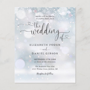 Budget Winter Snowflakes Script Wedding Invitation