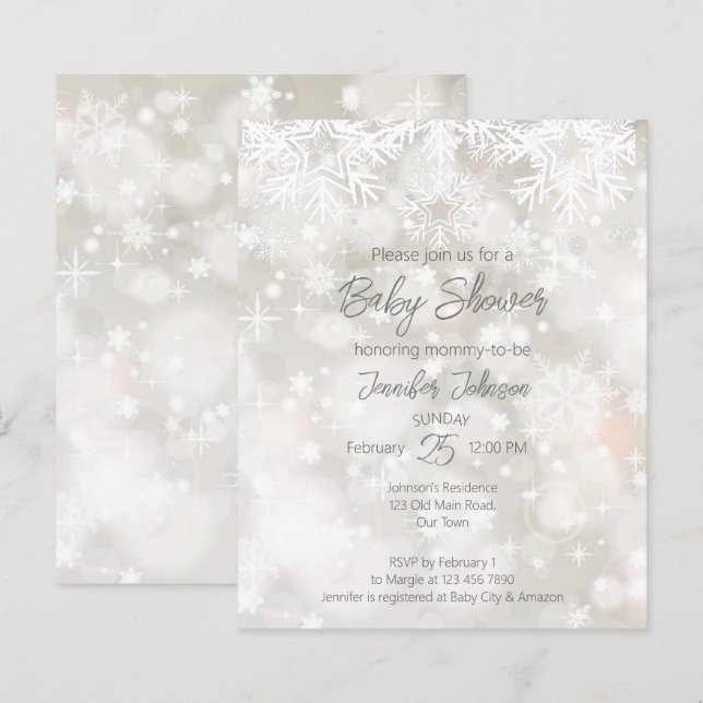 Budget Winter snowy pastel colors baby shower (Front/Back)