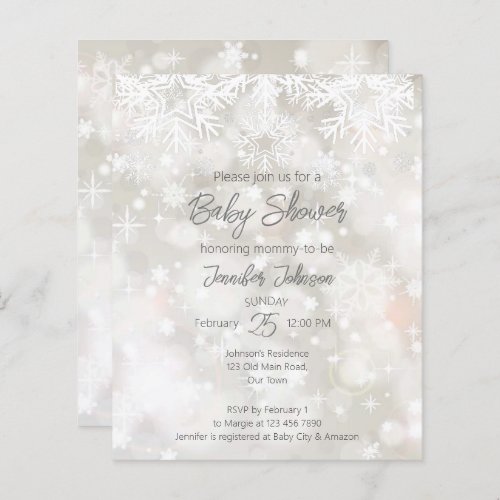 Budget Winter snowy pastel colors baby shower