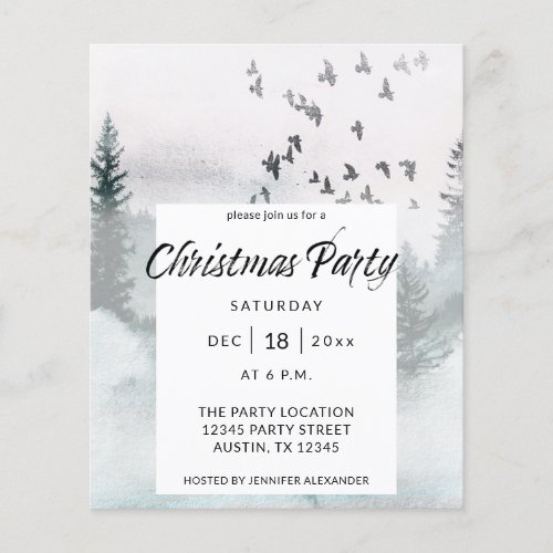 Budget Winter Tree Rustic Christmas Party Flyer