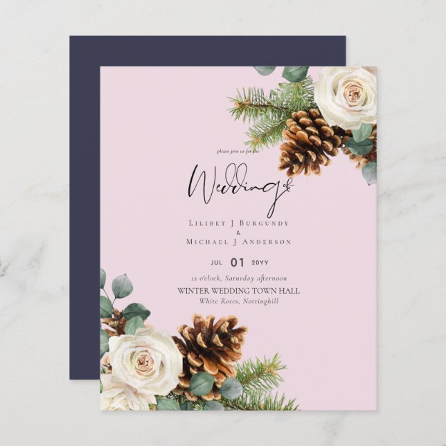 BUDGET Winter Wedding Eucalyptus Greenery Roses (Front/Back)